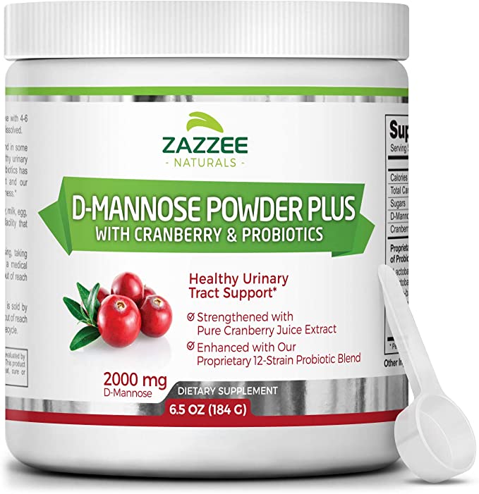 Zazzee D-Mannose Powder Plus, 67 Servings, 6.5 Ounces, Plus