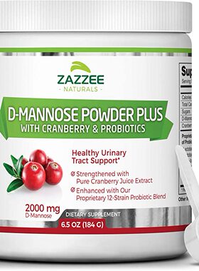 Zazzee D-Mannose Powder Plus, 67 Servings, 6.5 Ounces, Plus