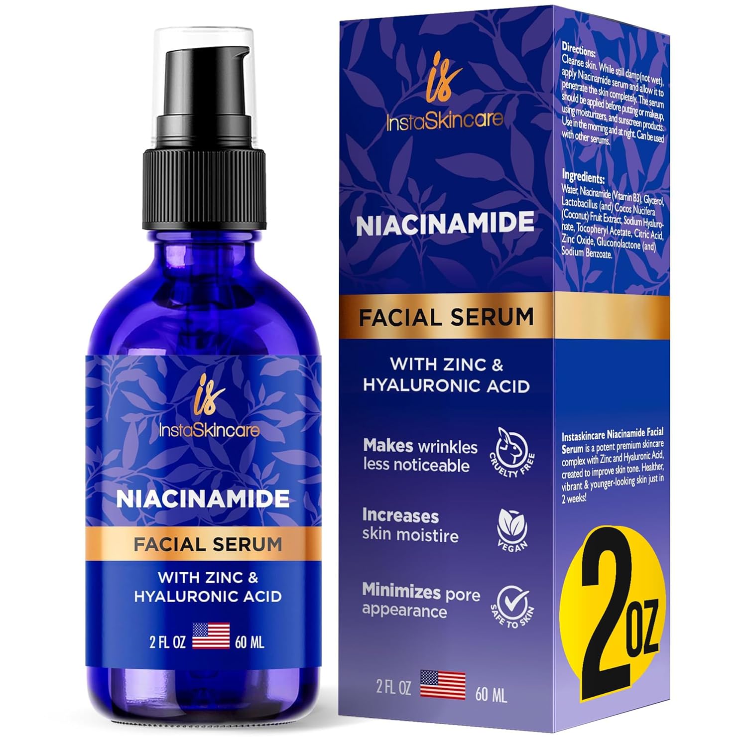 美国代购DOUBLE SIZED (2Oz) Niacinamide Serum for Face 10% wi