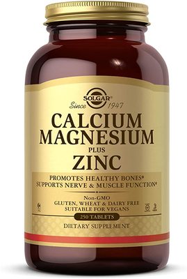 美国代购Solgar Calcium Magnesium Plus Zinc, 250 Tablets