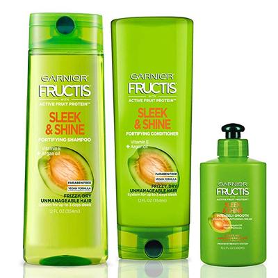 Garnier Fructis Sleek & Shine Shampoo, Condition + Leave-In