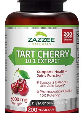 Zazzee Tart Cherry Extract Capsules, 200 Count, 3000 mg Stre