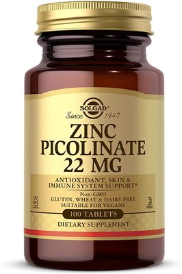 代购Solgar Zinc Picolinate 22 mg, 100 Tablets - Promotes Hea
