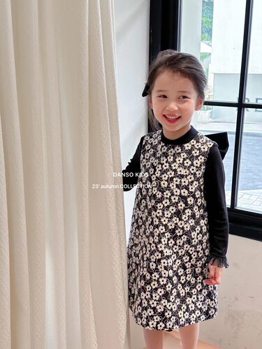 韩国童装大蝴蝶结礼服裙Danso秋冬新款背心裙高定系列刺绣连衣裙
