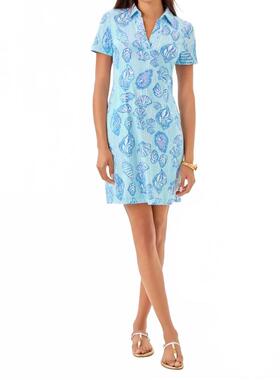 代购Lilly Pulitzer女士连衣裙防晒修身雪纺印花夏季度假短裙