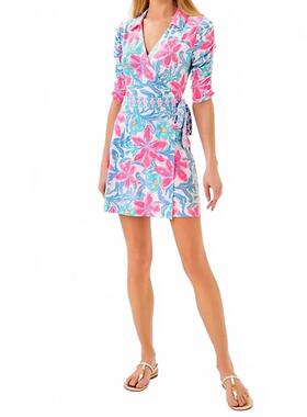 代购Lilly Pulitzer女士连衣裙显瘦透气雪纺印花夏季度假短裙