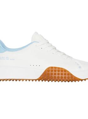 代购GFORE男士高尔夫球鞋防滑轻便透气耐磨白色PU皮革系带厚底