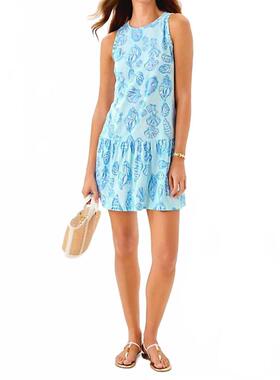 代购Lilly Pulitzer女士连衣裙透气修身棉质无袖夏季度假短裙