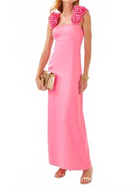 代购Lilly Pulitzer女士长裙显瘦修身无袖A字春季宴会连衣裙爆款