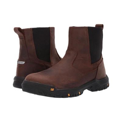 代购CATERPILLAR男士工装靴防滑防油电绝缘减震钢头侧拉链