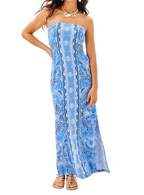 代购Lilly Pulitzer女士长裙显瘦修身雪纺印花度假夏季连衣裙