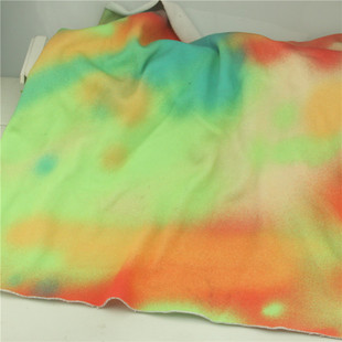 面子全棉反面绒布料秋冬卫衣裤套头衫面料套装 黄绿彩色扎染