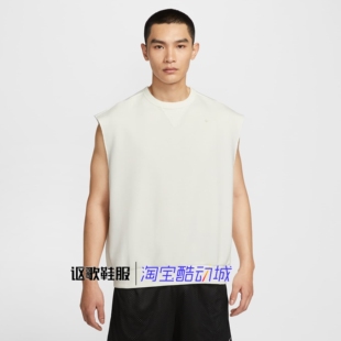 耐克男子新款篮球健身运动圆领纯色刺绣简约无袖背心HJ4202-133