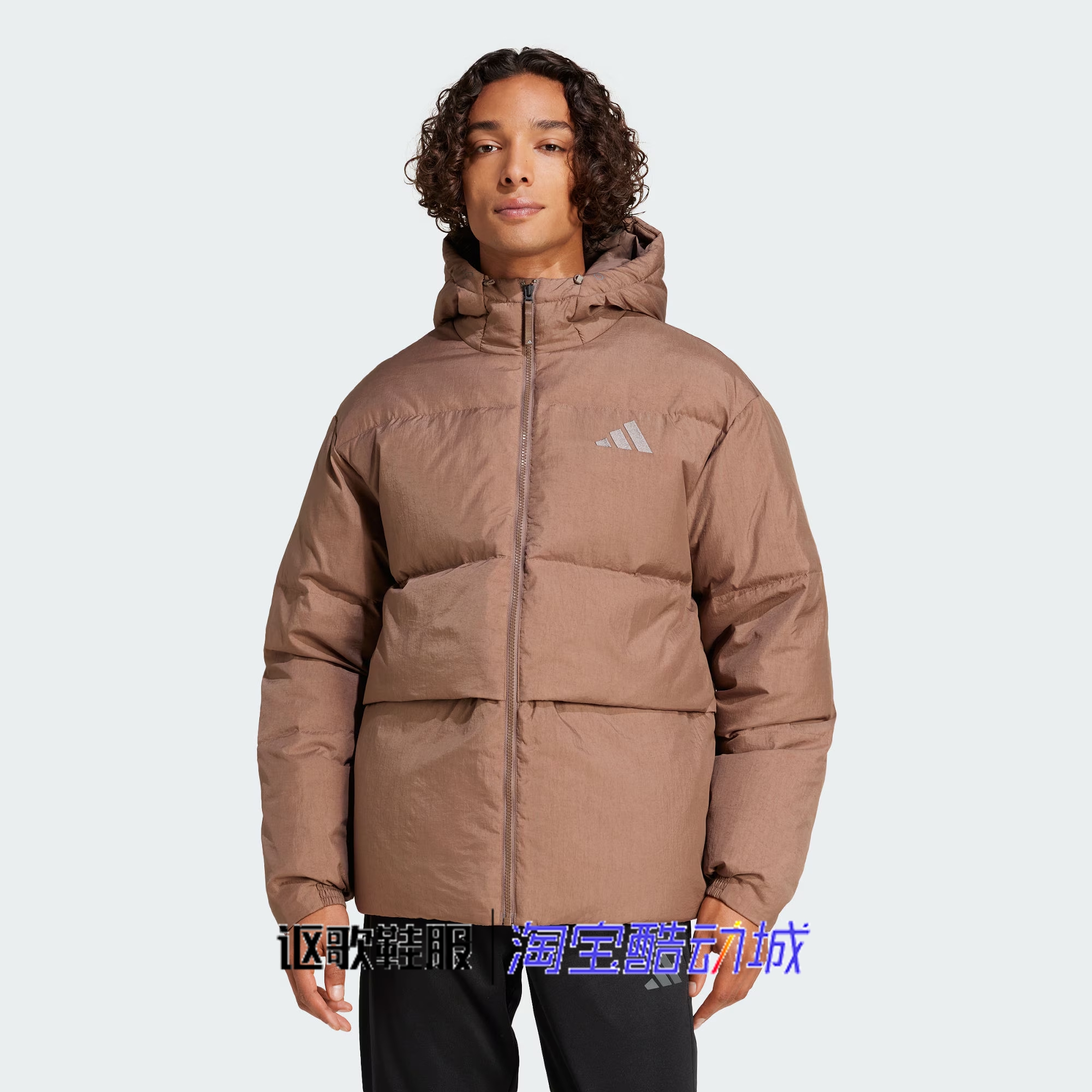 阿迪达斯男子宽松连帽羽绒服