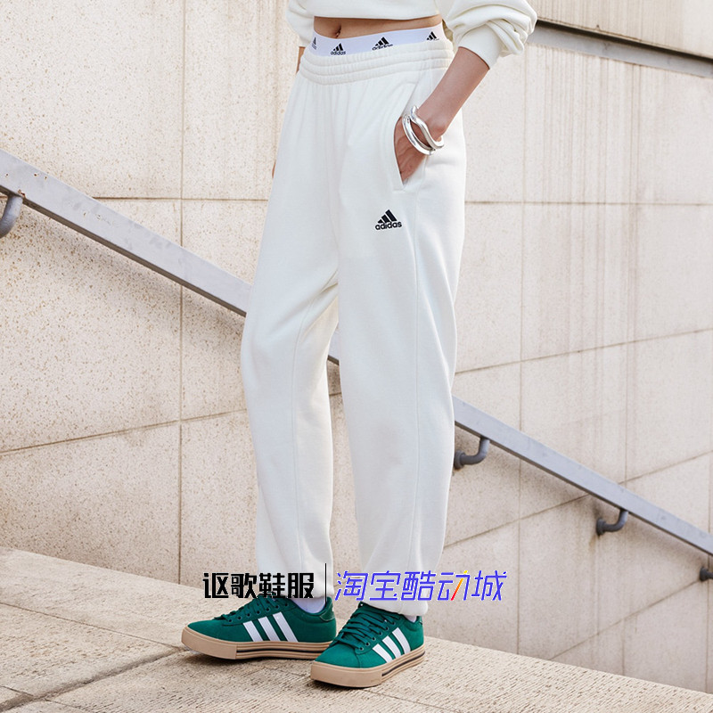 阿迪达斯男子秋季新款刺绣字母加绒厚款跑步运动休闲长裤JM9116