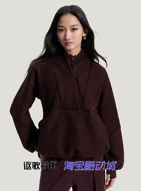 阿迪达斯女子新款抓绒保暖宽松刺绣半开襟运动休闲套头卫衣HY2122