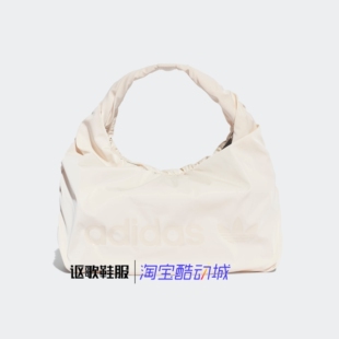 阿迪达斯三叶草女子新款户外时尚字母印花缎面休闲单肩包HK0158