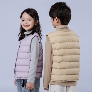 儿童羽绒马甲男童女童中大童宝宝白鸭绒坎肩学生轻薄款 羽绒内胆潮