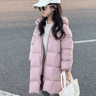 外套中大童加厚过膝韩版 冬季 儿童羽绒服男女童90白鸭绒中长款 新款