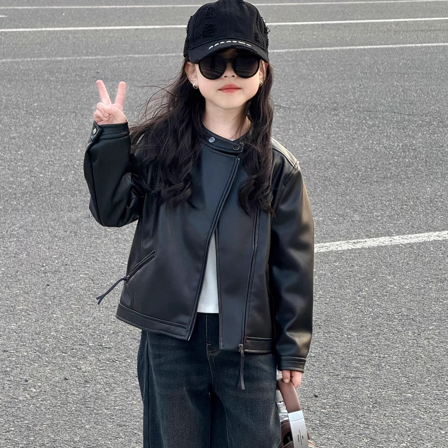 韩国童装儿童皮衣女童男童外套宝宝皮夹克2025新款机车服秋装外套