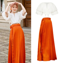 徐娇同款汉服店中国风橙色改良马面裙女半身裙百迭裙长裙上衣套装