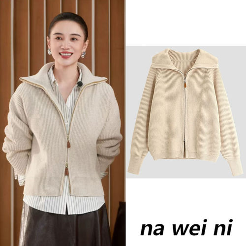 宋佳同款立领短款针织宽松上衣女