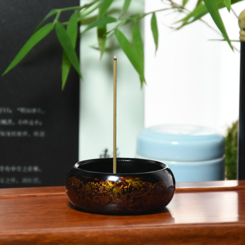 大漆盘香炉福州漆器犀皮漆香薰炉