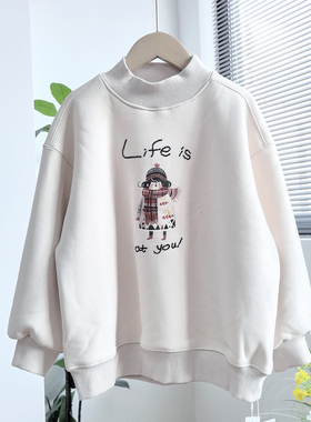 叫我格格童装女童卫衣秋冬装女孩半高领加绒打底休闲上衣中大童潮