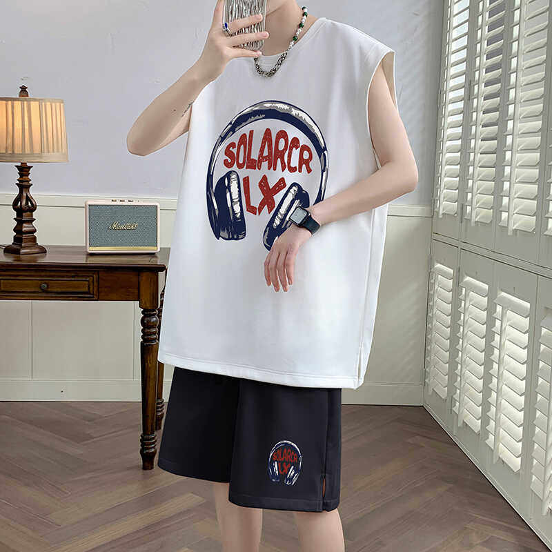 潮牌运动两件套帅气休闲坎肩夏季