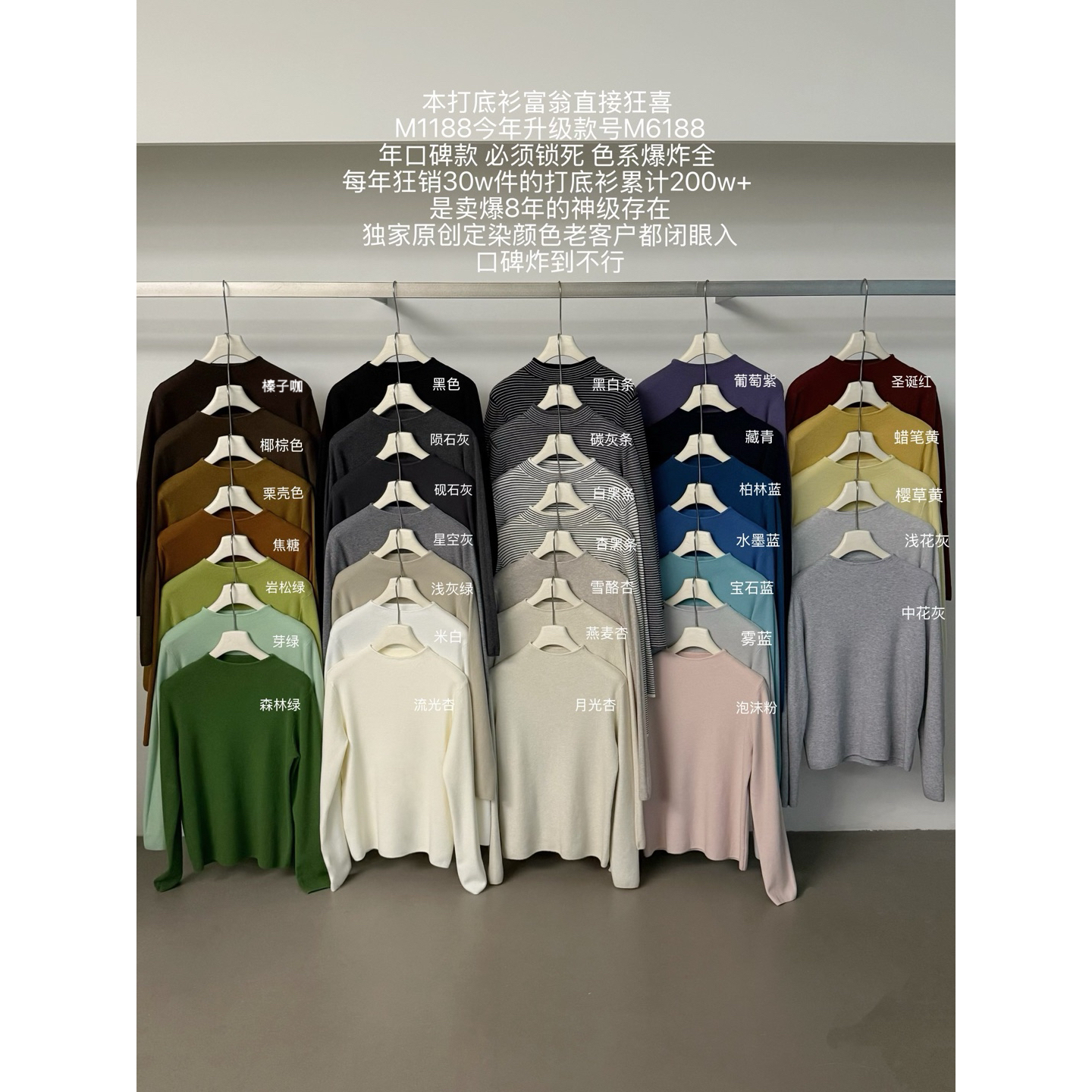 LOVELY十三行冬季新款韩系简约百搭半高领长袖打底衫上衣女M6188