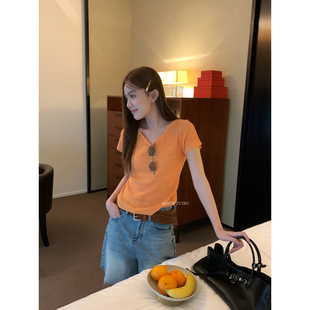MZI STUDIO十三行夏季韩版纽结镂空领设计感温柔风针织衫女A80110