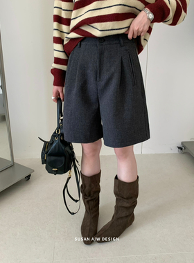 SUSAN十三行秋上新复古soul韩系显瘦高腰百搭时尚休闲短裤女27066