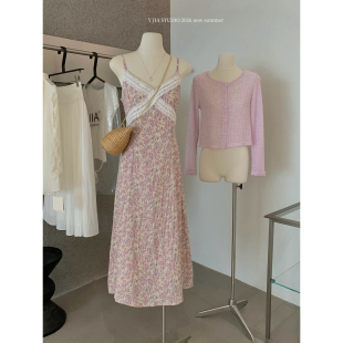 套装 防晒针织开衫 女3356 度假风温柔气质碎花连衣裙 Y.JIA伊嘉夏季