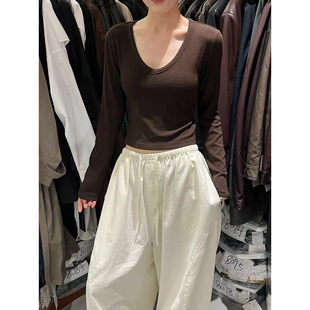 女833 打底衫 熙十三行叠穿百搭气质V领显胸神器高弹长袖 YUANXI元