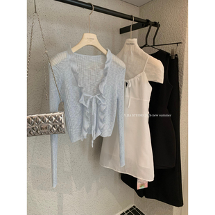 女8867 抽绳绑带收腰连衣裙套装 Y.JIA十三行夏季 系带防晒针织开衫