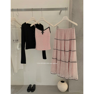 套装 Y.JIA 针织开衫 纯欲蕾丝拼接吊带 伊嘉十三行春夏蛋糕裙纱裙