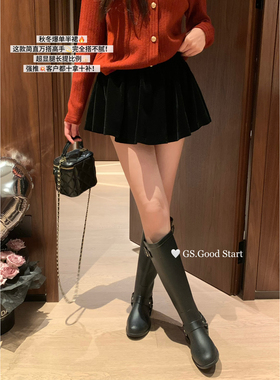 GS.GOOD START-2026早春款复古气质甜美丝绒百搭显瘦裙裤女G6729W