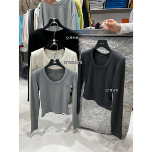 女6320 垫肩打底衫 十三行yuanxi元 熙冬上新显瘦大U领加绒加厚长袖