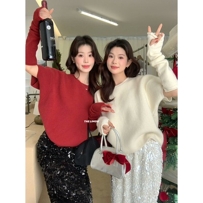 THE LIMON柠檬绿茶年会战袍名媛气质显瘦保暖毛衣女配袖套H-2290
