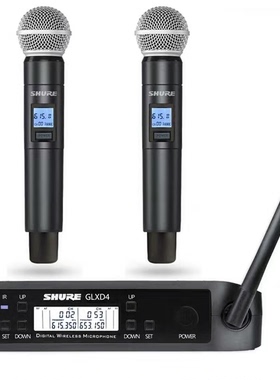 SHURE新款舒尔GLXD4 一拖二话筒 舞台 调频 专业演出 无线麦克风