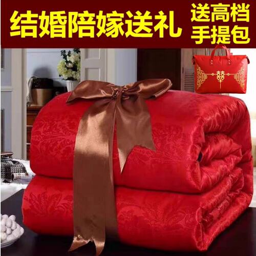 大红色婚庆蚕丝棉被芯陪嫁喜被加厚冬被子结婚礼被春秋冬被子母被