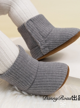 冬季新款宝宝鞋棉鞋棉靴子保暖针织软底防滑0-1岁学步鞋婴儿鞋