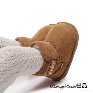 冬季新款宝宝鞋靴子棉靴雪地靴软底布底婴儿鞋加绒保暖加厚男女宝