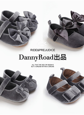 春季宝宝鞋婴儿鞋丝绒公主鞋灰色软底防滑0-1岁女宝可爱学步鞋