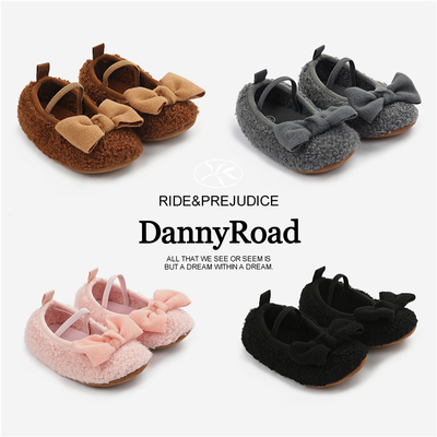 冬季童鞋毛毛鞋婴儿3月6月蝴蝶结