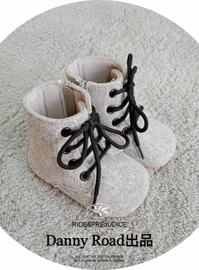 秋冬宝宝鞋靴子休闲时尚软底防滑格子呢子料0-1岁男女宝短靴