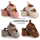 新款 学步鞋 公主鞋 秋季 针织魔术贴女宝6月1岁耐磨底防滑女童鞋 软底