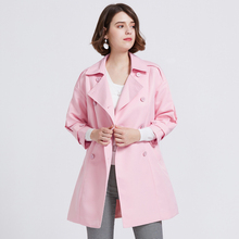 美之藤 2019年春季新品 百搭纯色休闲中长款风衣外套 女 MF3H13