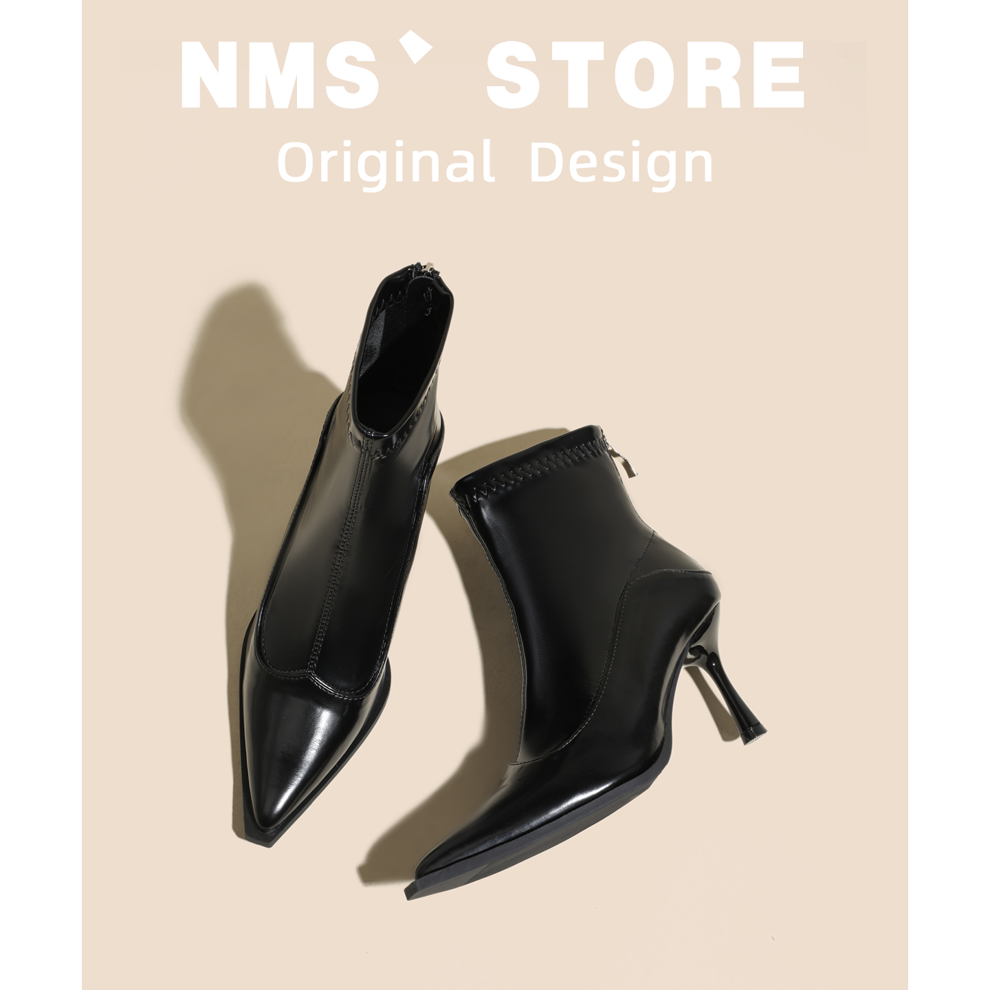 法式细跟弹力瘦瘦靴气质小踝靴子