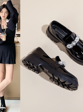 真皮乐福鞋女2026春秋新款爆款英伦风小皮鞋玛丽珍鞋厚底粗跟单鞋